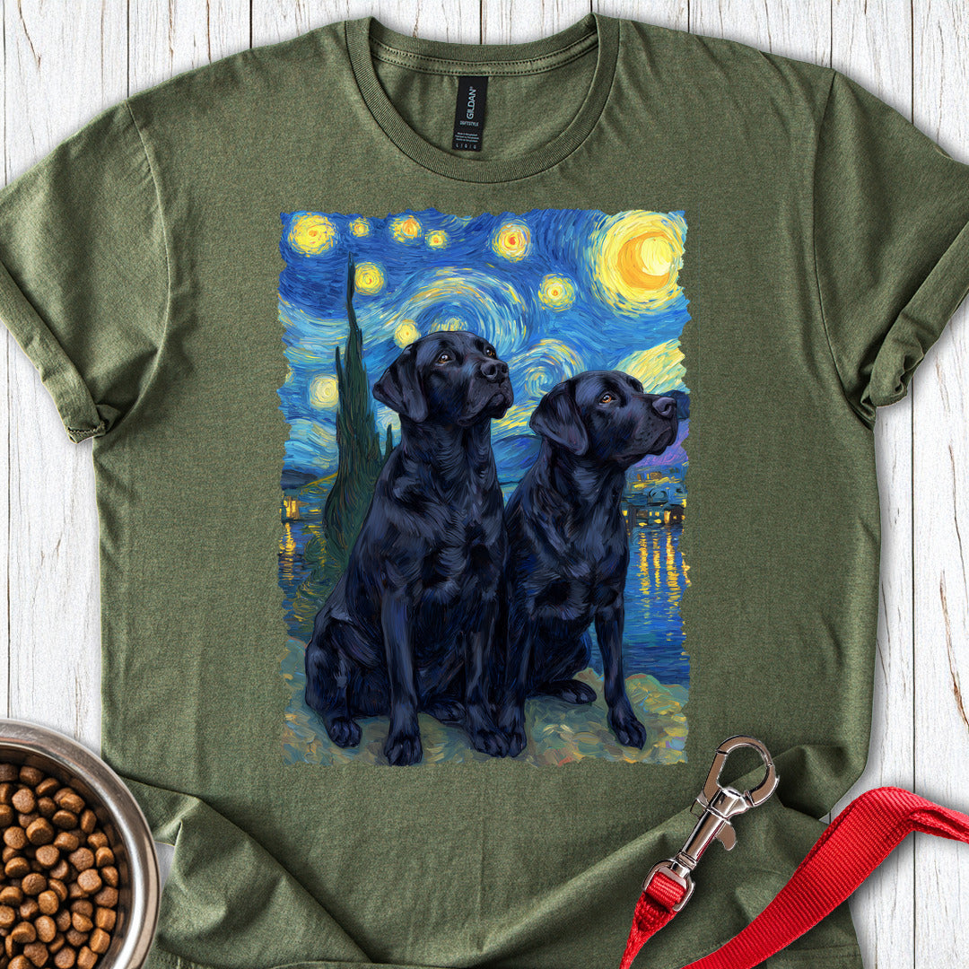 Two Black Labs Van Gogh Military Green