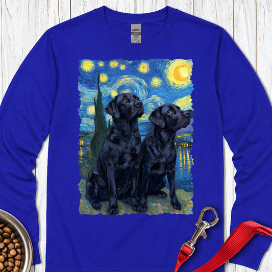 Two Black Labs Van Gogh Long Sleeve — Royal