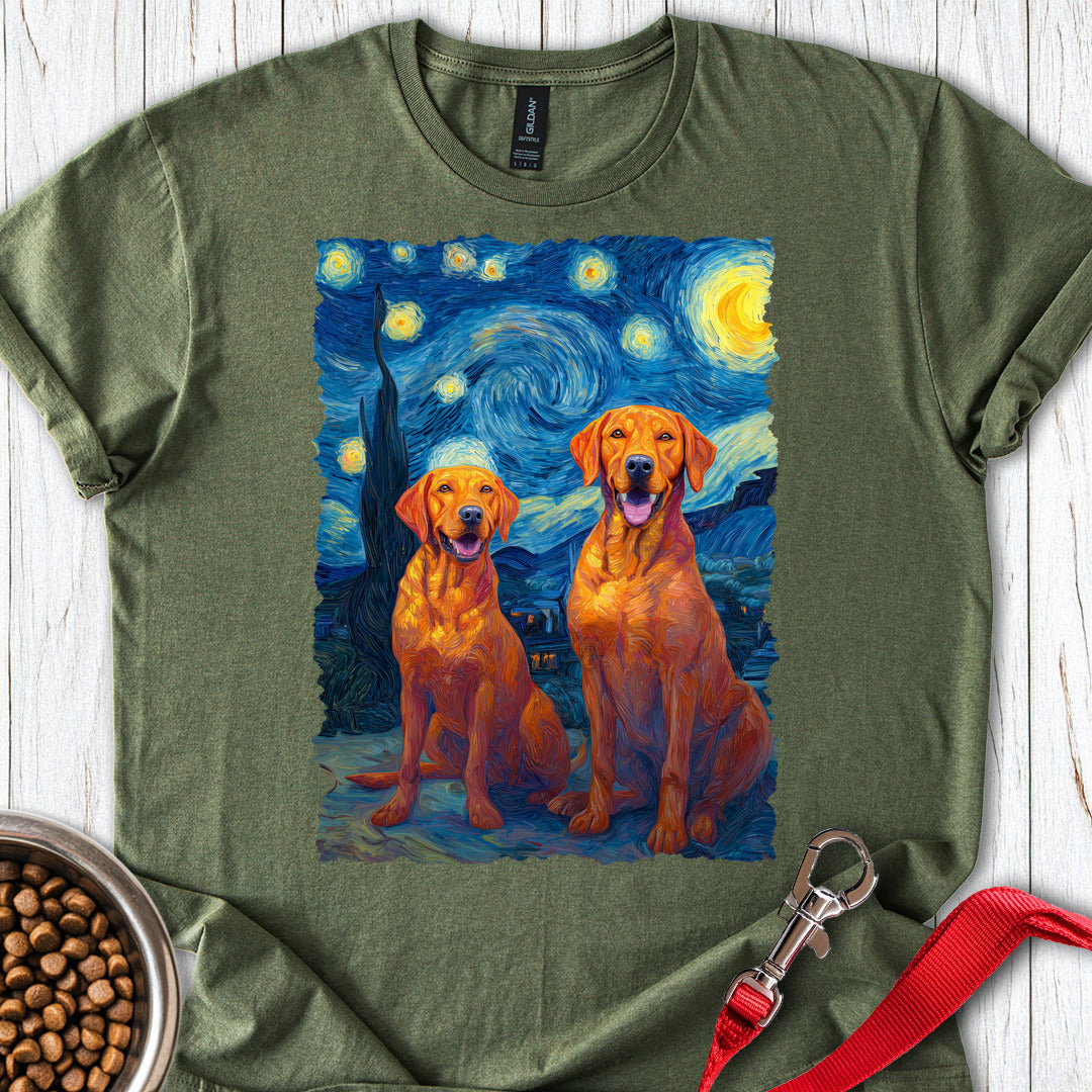 Two Fox Red Labradors Van Gogh Military Green