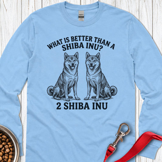 Two Shiba Inu Long Sleeve — Carolina Blue