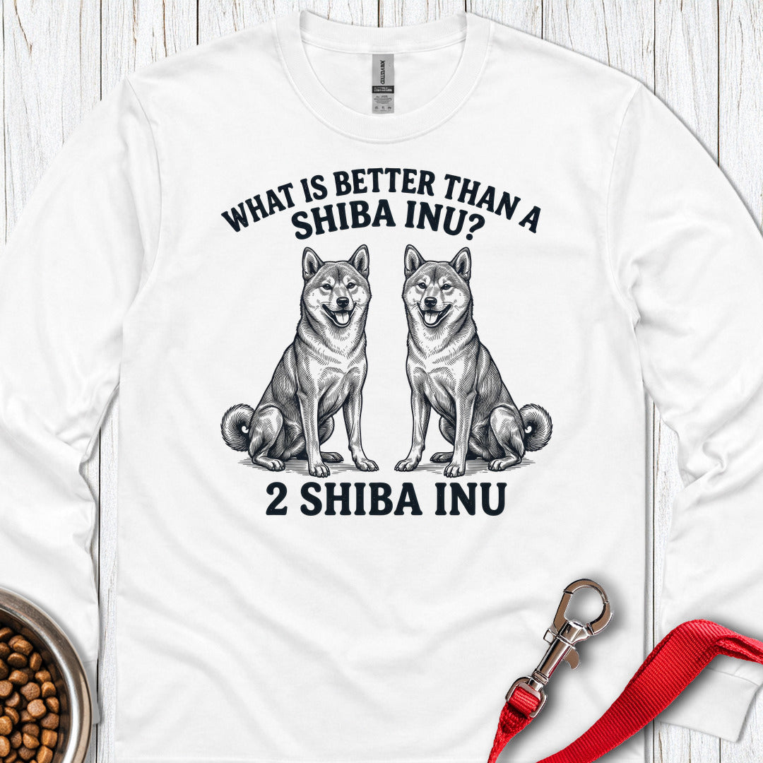 Two Shiba Inu Long Sleeve — White