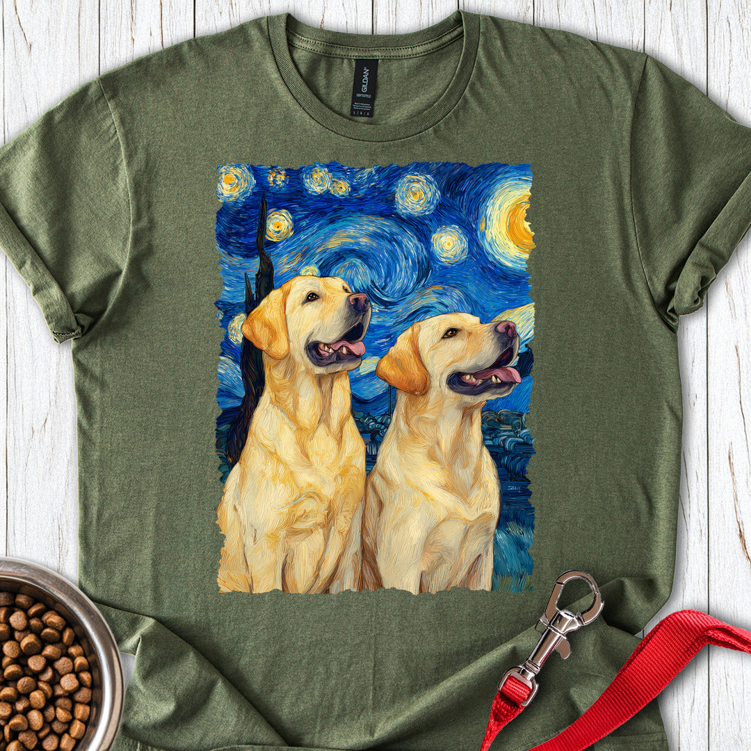 Two Yellow Labradors Van Gogh Military Green