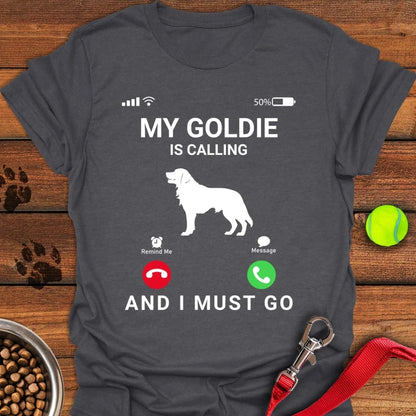 Golden Retriever is Calling T-Shirt Dark Heather