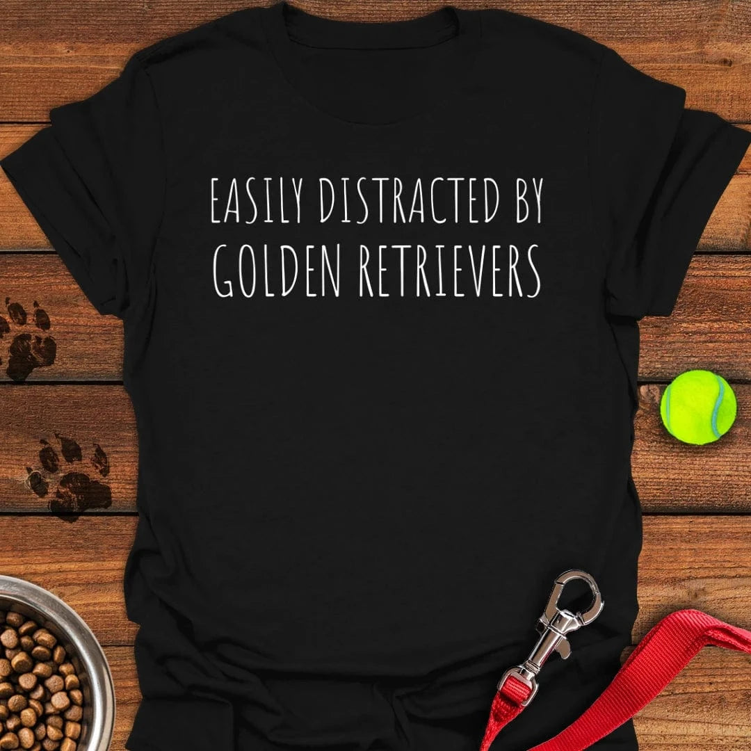 Distracted By Golden Retrievers T-Shirt Black
