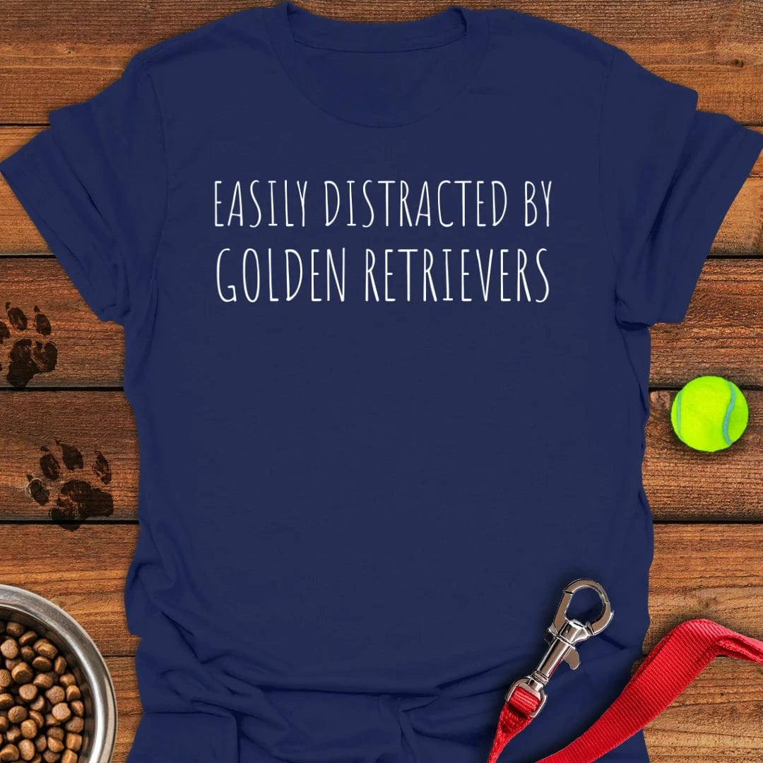 Distracted By Golden Retrievers T-Shirt Navy