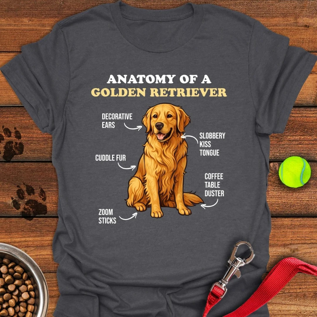 Anatomy of a Golden Retriever T-Shirt Dark Heather
