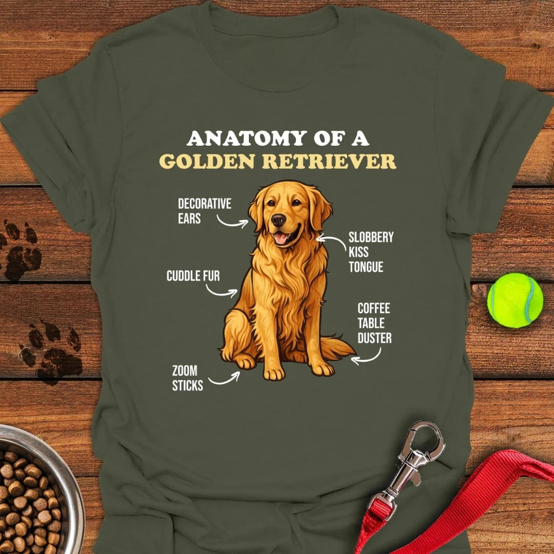 Anatomy of a Golden Retriever T-Shirt Military Green