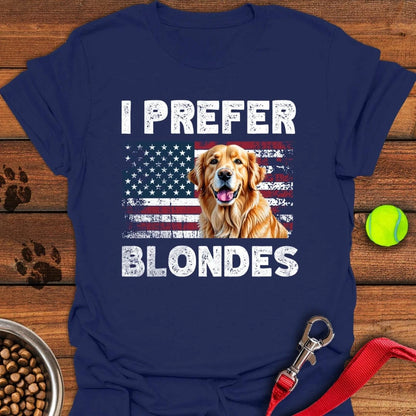 I Prefer Blondes Golden Retriever T-Shirt Navy