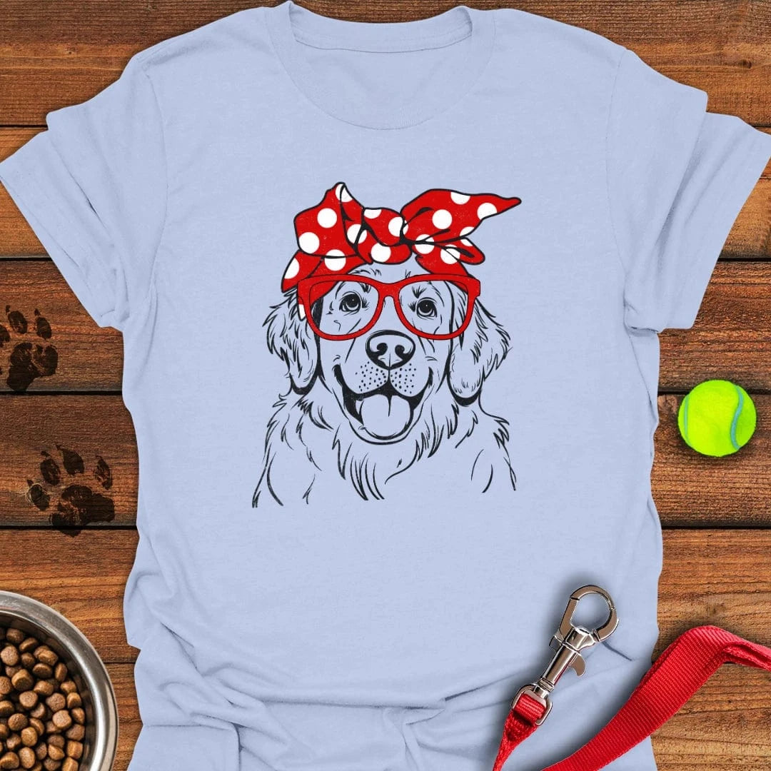 Golden Retriever Glasses T-Shirt Light Blue