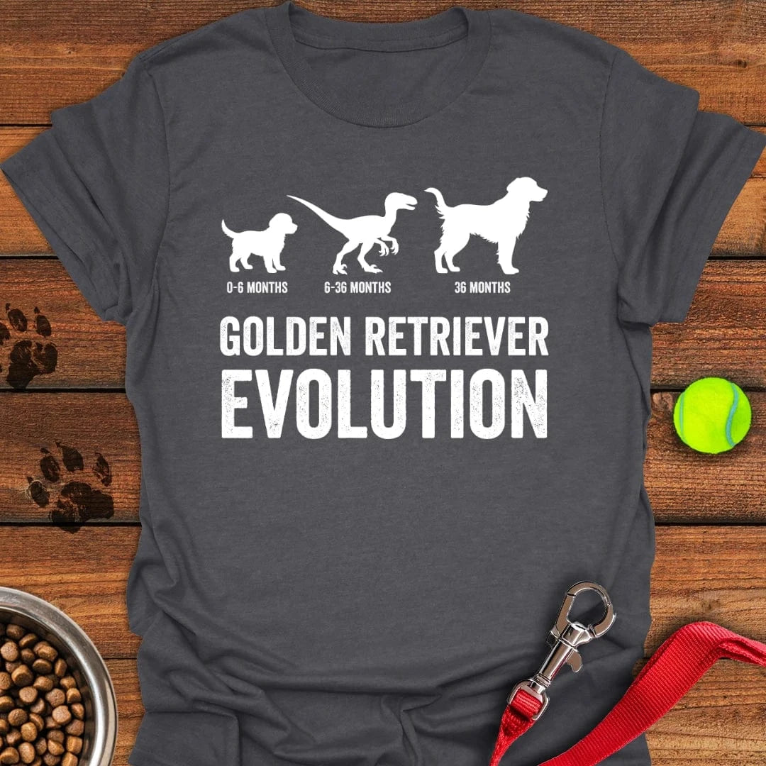 Golden Retriever Evolution T-Shirt Dark Heather