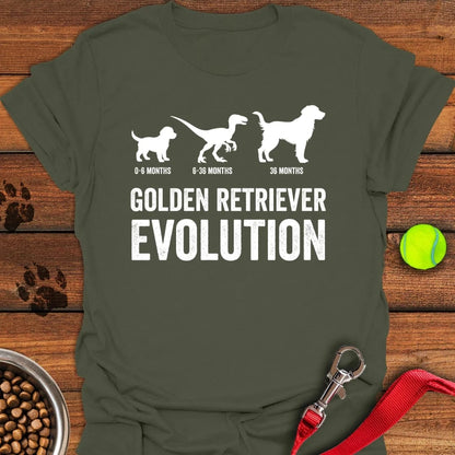 Golden Retriever Evolution T-Shirt Military Green