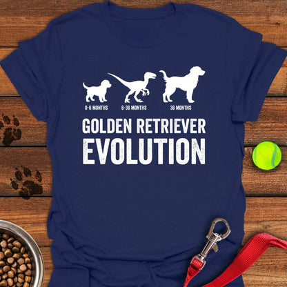 Golden Retriever Evolution T-Shirt Navy
