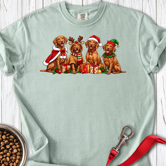 Vizsla Christmas Group Premium Tee — Bay
