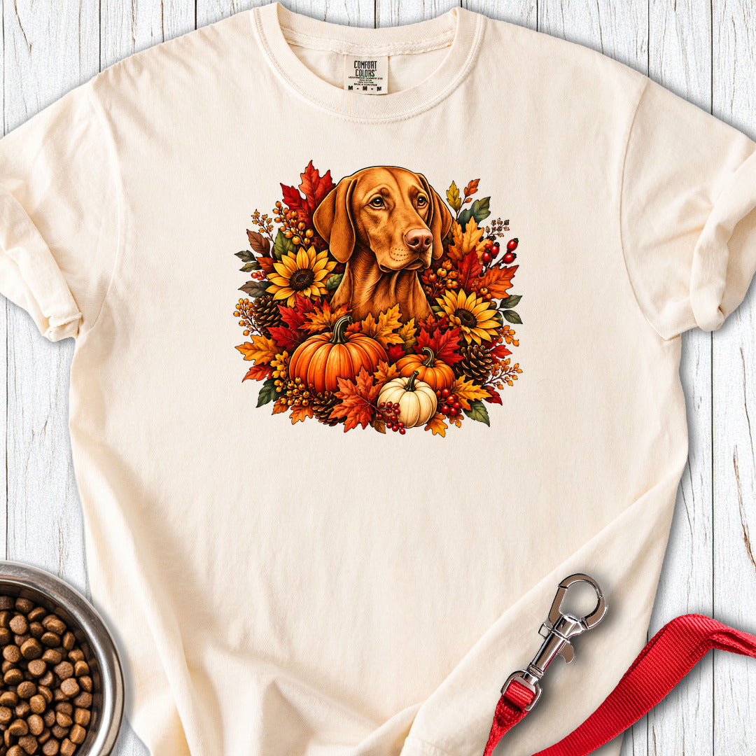 Vizsla Fall Wreath Premium Tee Ivory