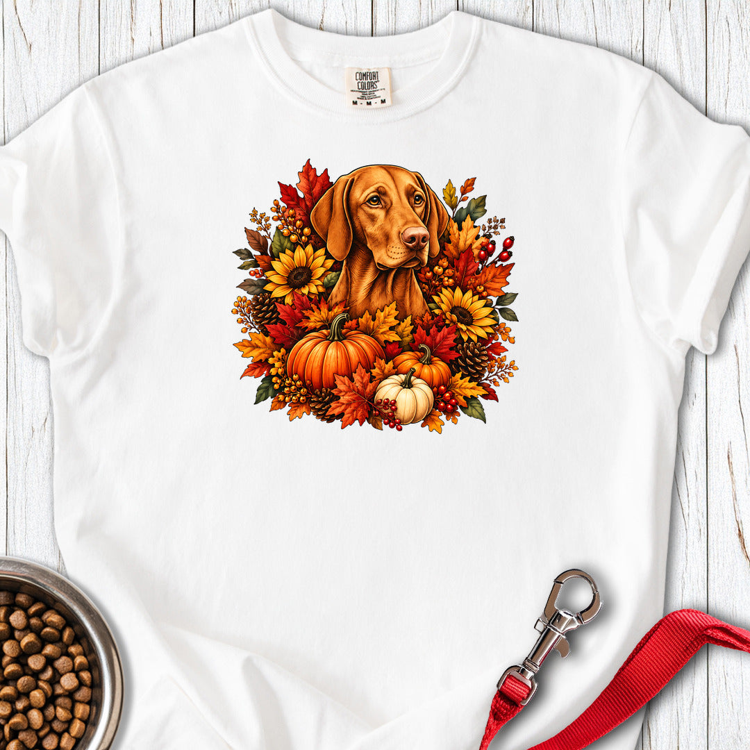 Vizsla Fall Wreath Premium Tee White