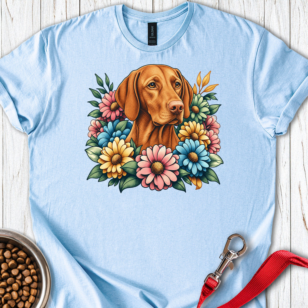 Vizsla Flower Wreath — Light Blue