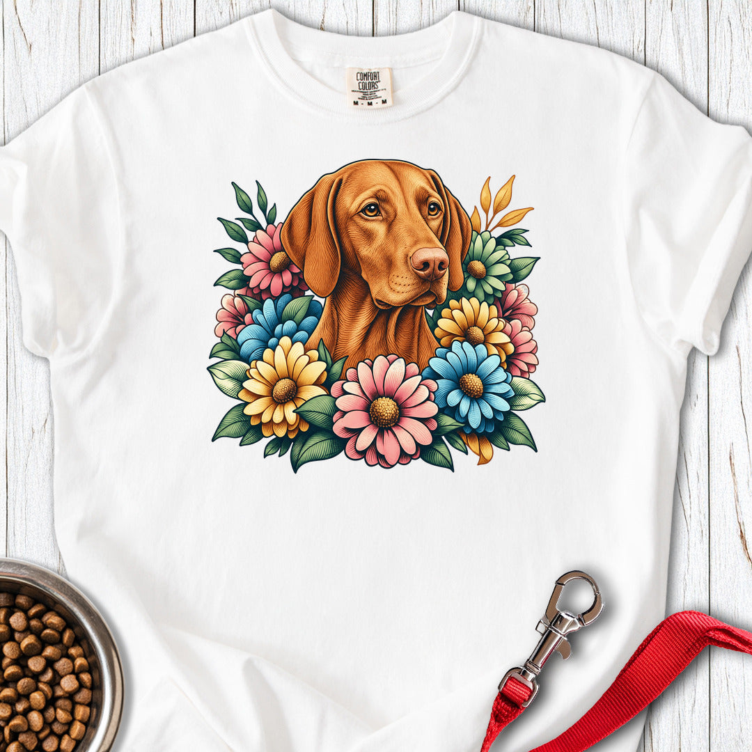 Vizsla Flower Wreath Premium Tee — White
