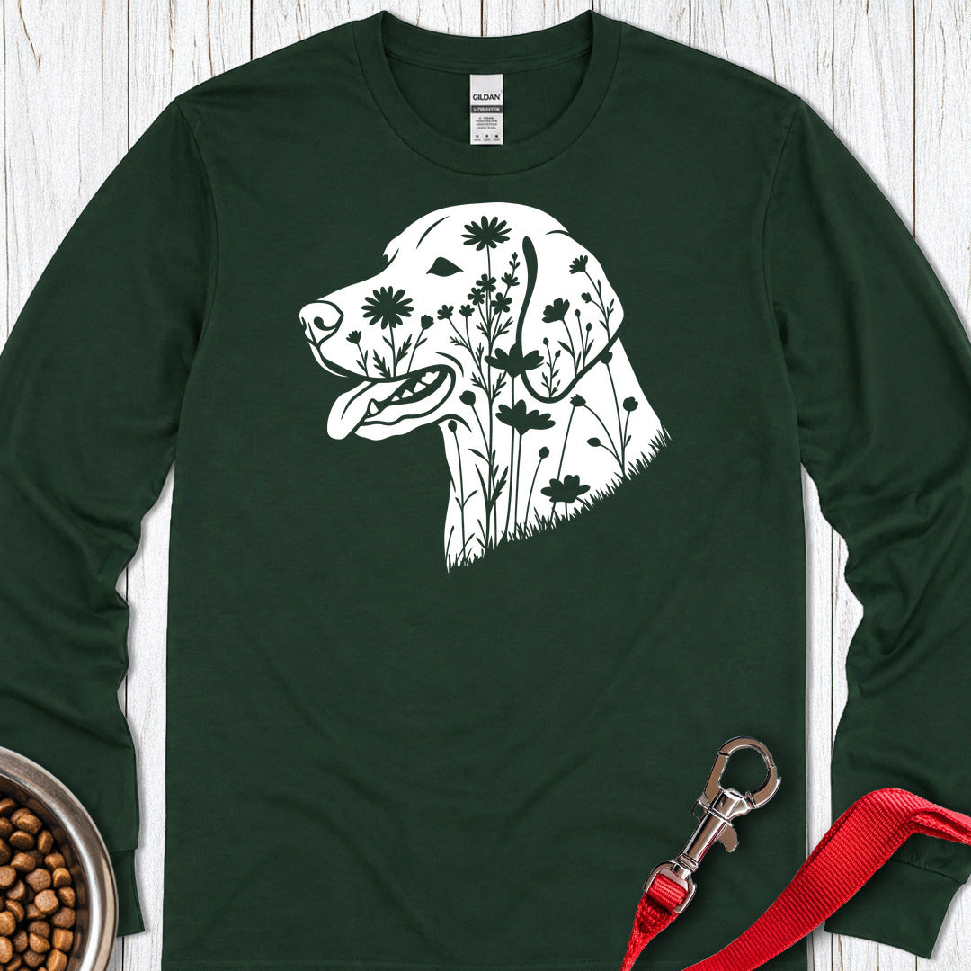 Vizsla Flowers Long Sleeve Forest Green