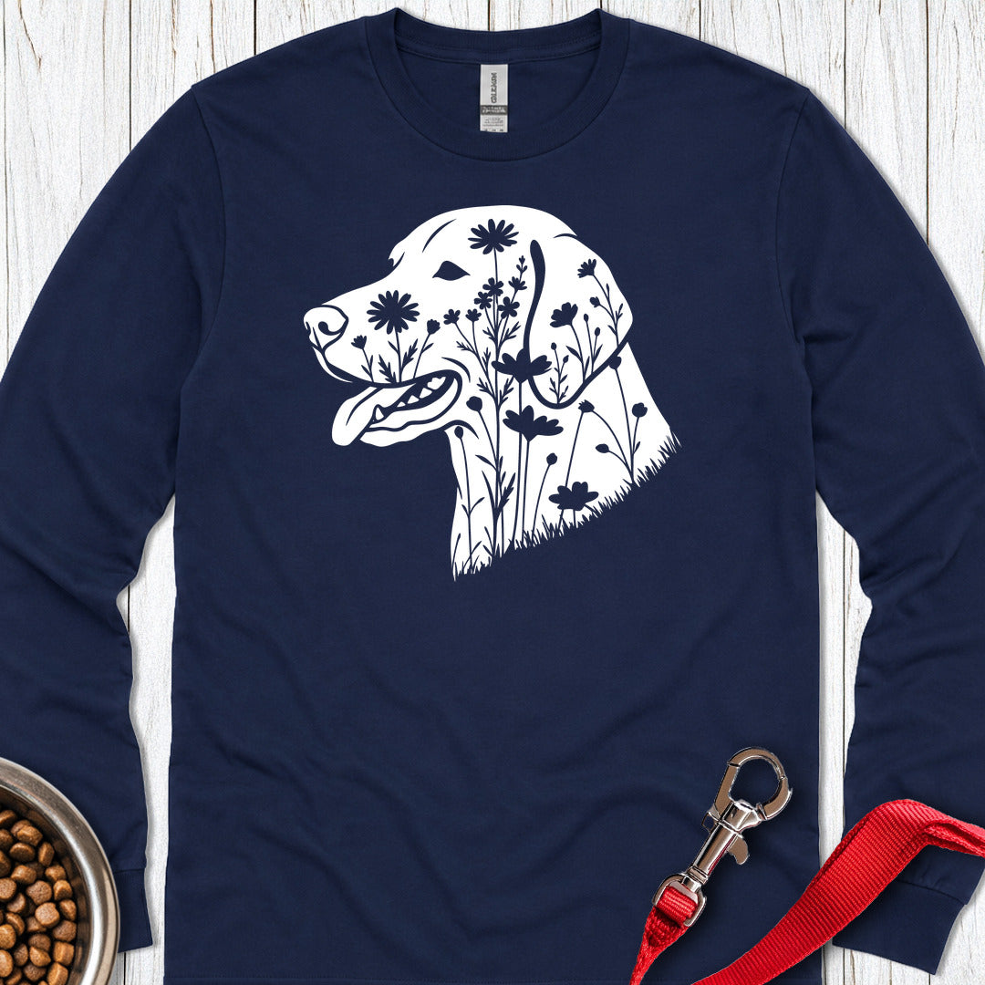 Vizsla Flowers Long Sleeve Navy