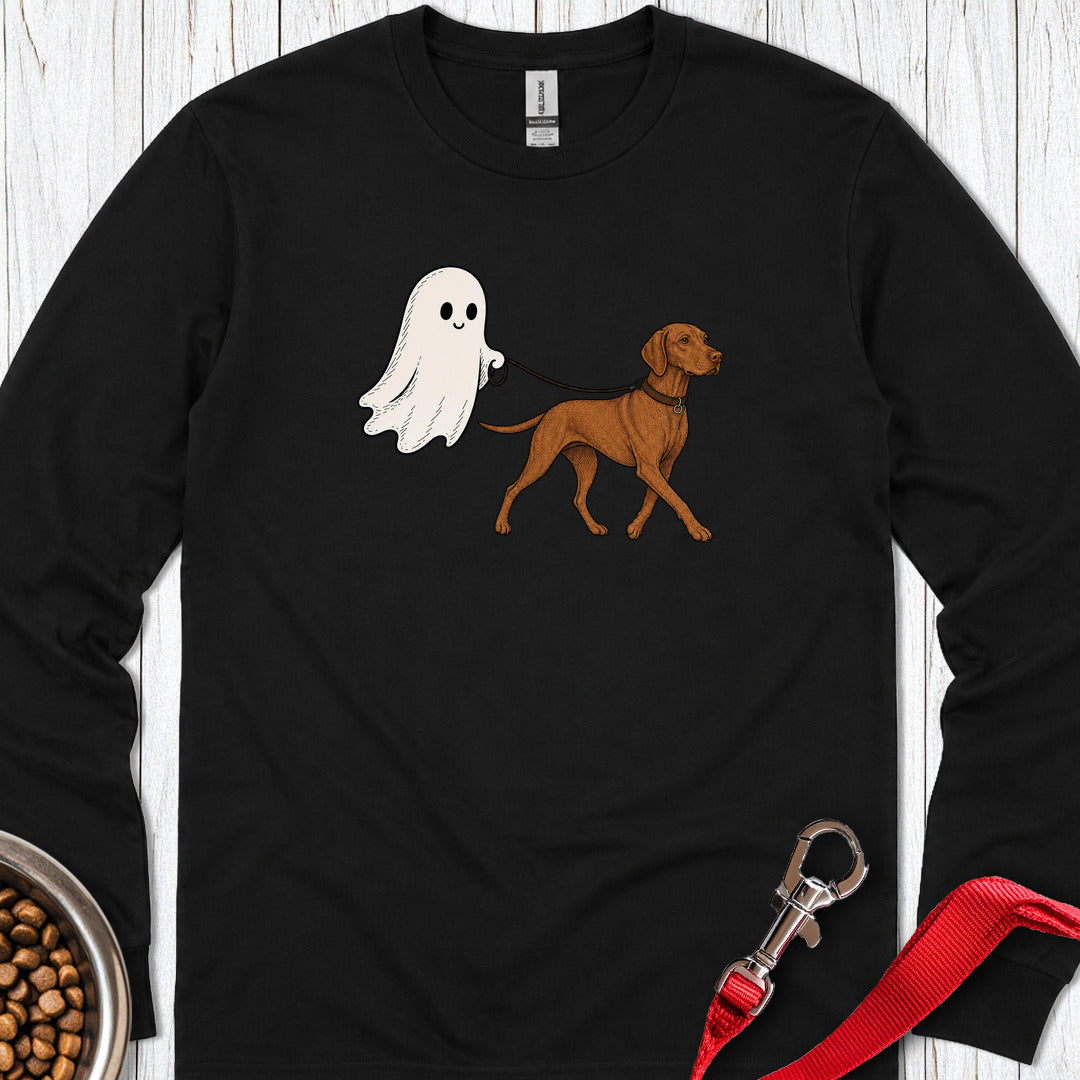 Vizsla Ghost Halloween Long Sleeve Black