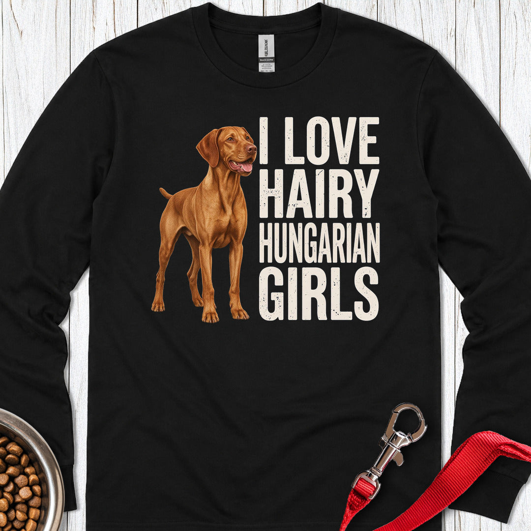 Vizsla Hairy Hungarian Girls Long Sleeve Black