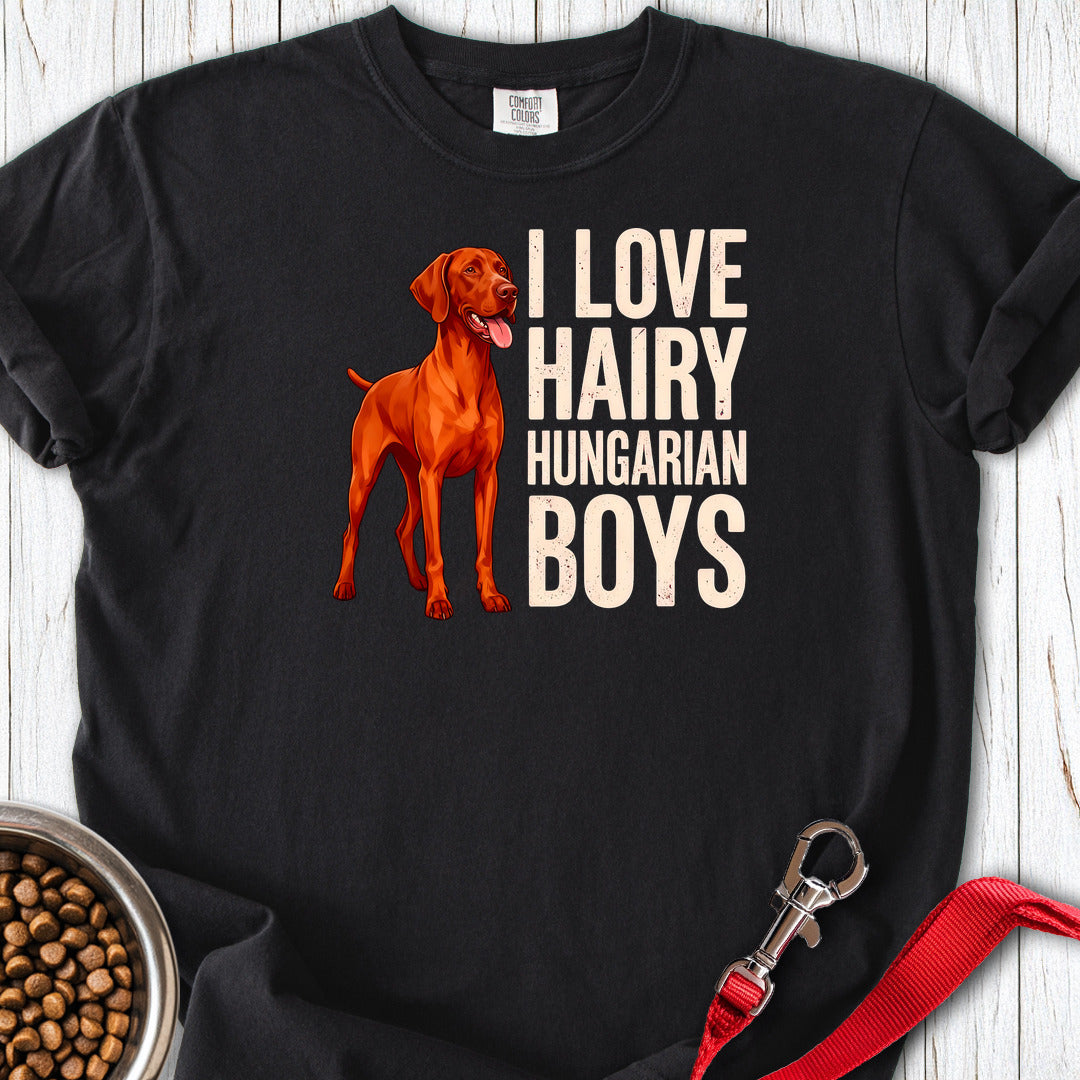 Vizsla I Love Hairy Hungarian Boys Premium Tee — Black