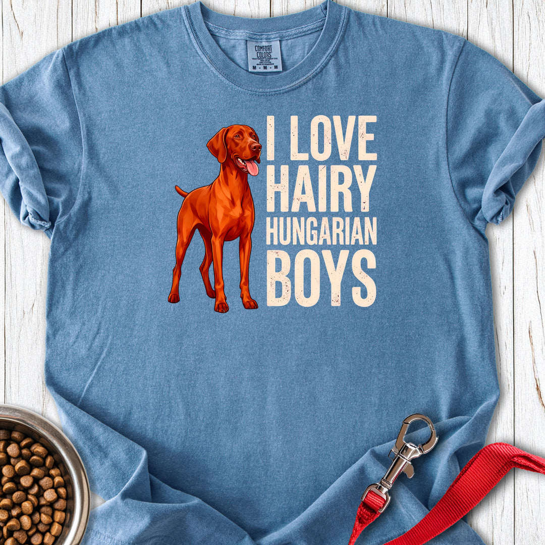 Vizsla I Love Hairy Hungarian Boys Premium Tee — Blue Jean