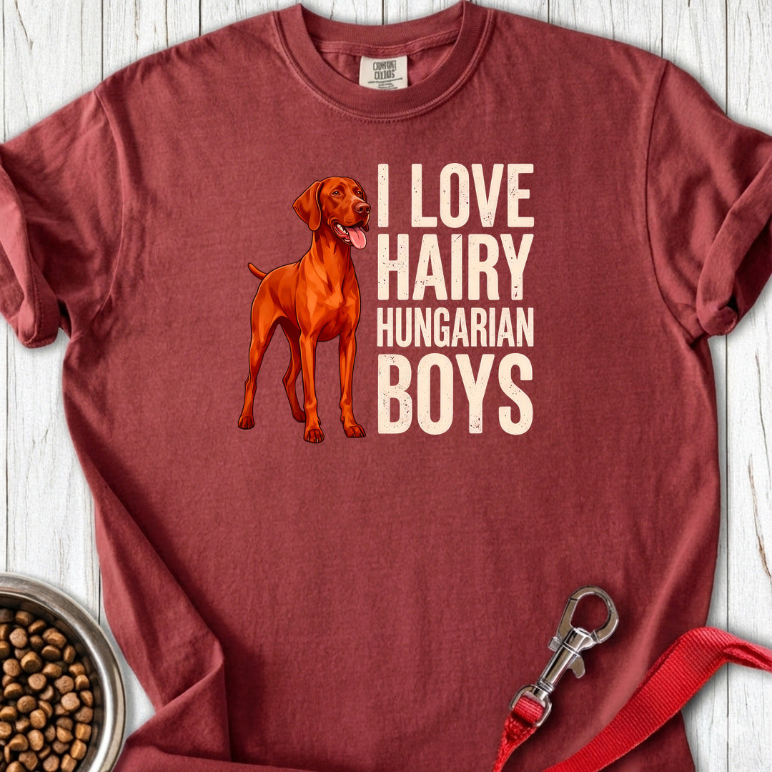 Vizsla I Love Hairy Hungarian Boys Premium Tee — Brick