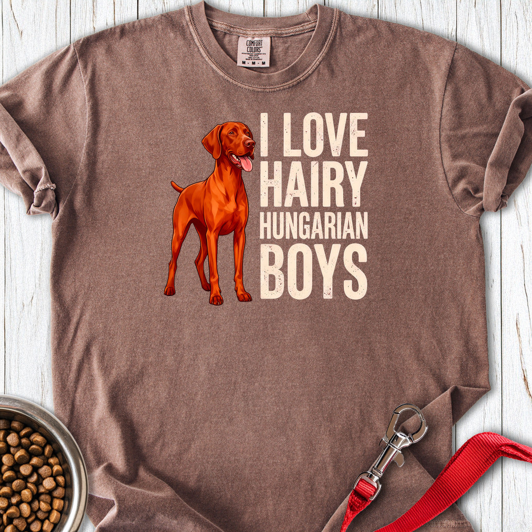 Vizsla I Love Hairy Hungarian Boys Premium Tee — Espresso