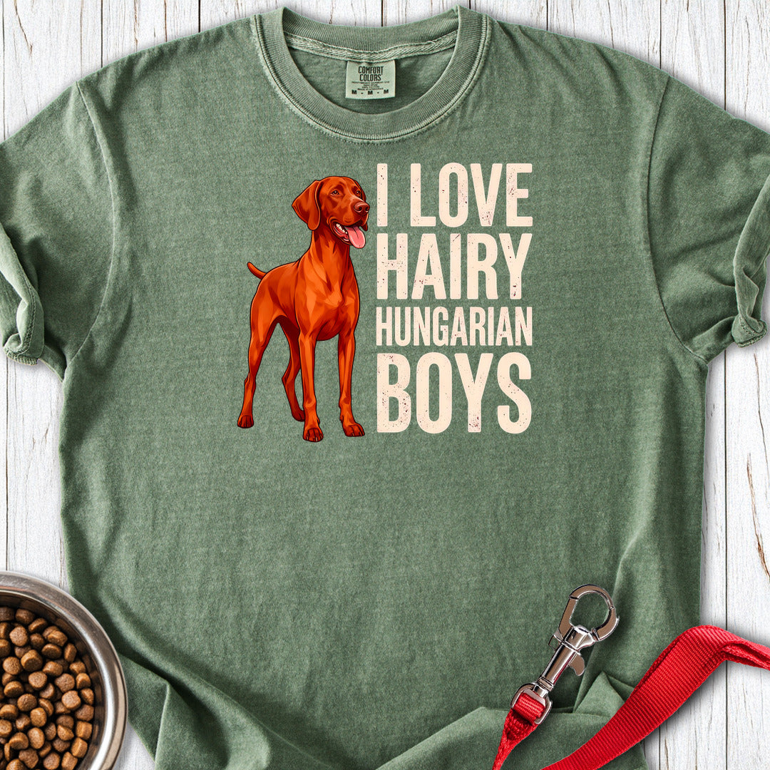 Vizsla I Love Hairy Hungarian Boys Premium Tee — Moss
