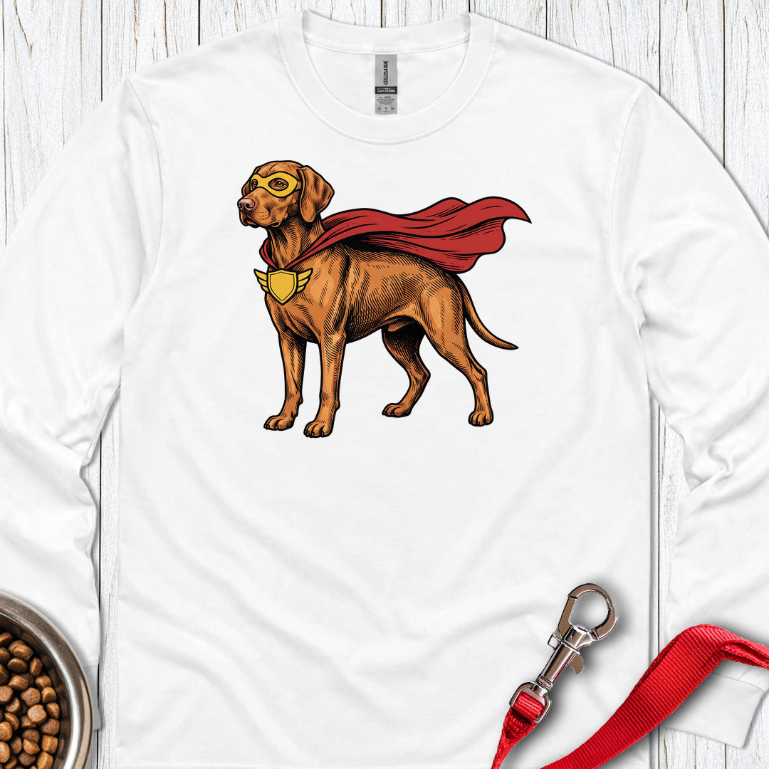 Vizsla Superhero Long Sleeve White