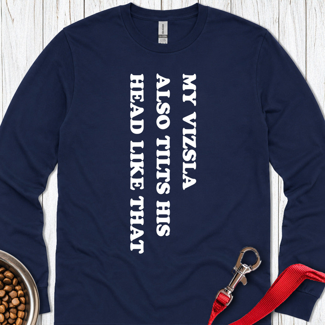 Vizsla Tilt His Head Long Sleeve Navy