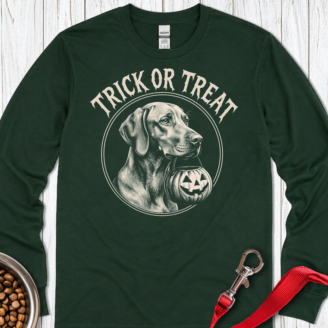 Vizsla Trick Or Treat Long Sleeve Forest Green