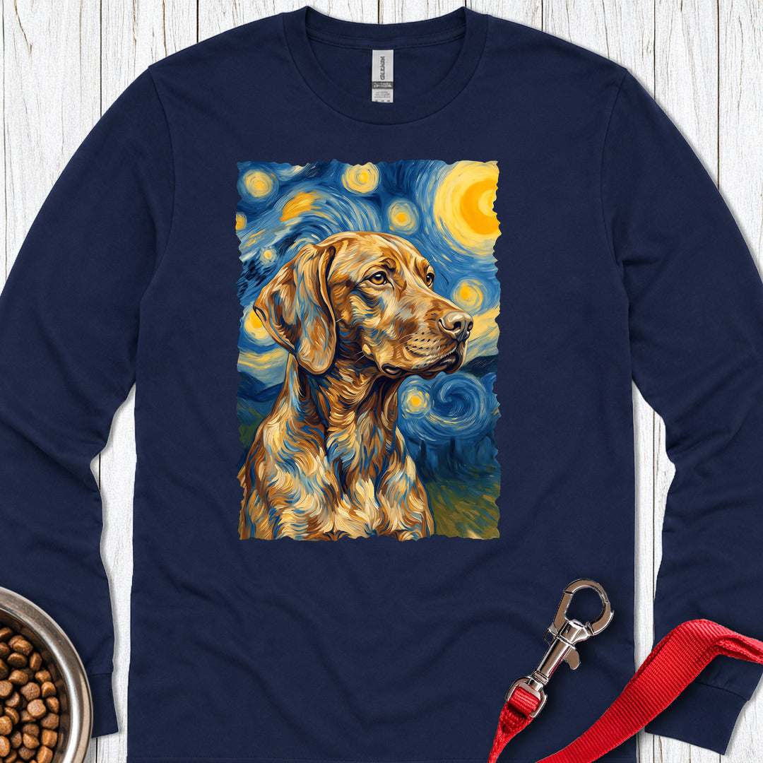 Vizsla Van Gogh Long Sleeve Navy
