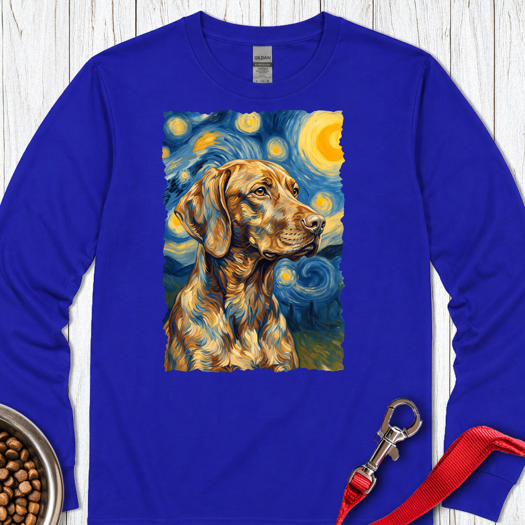 Vizsla Van Gogh Long Sleeve Royal