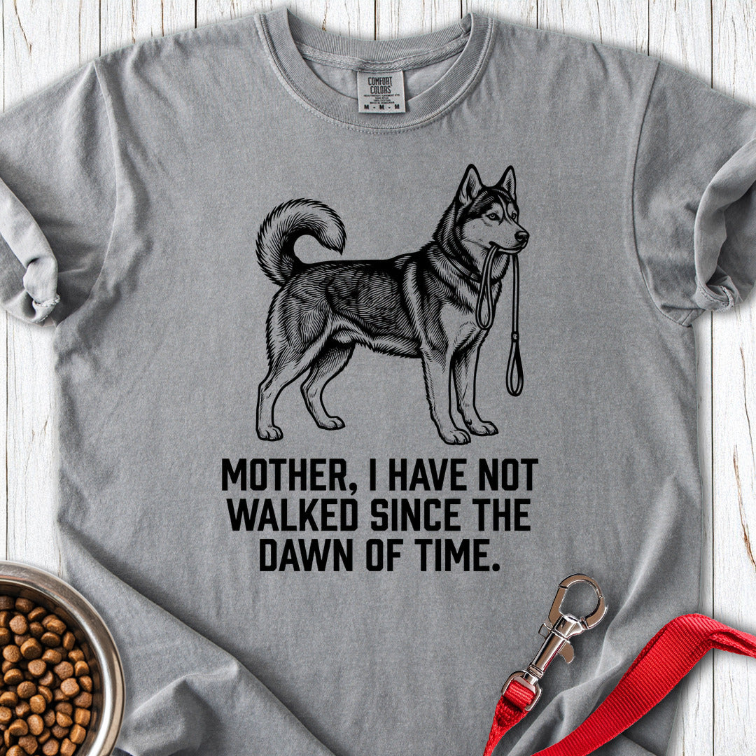 Walking Husky Mother Premium Tee Grey