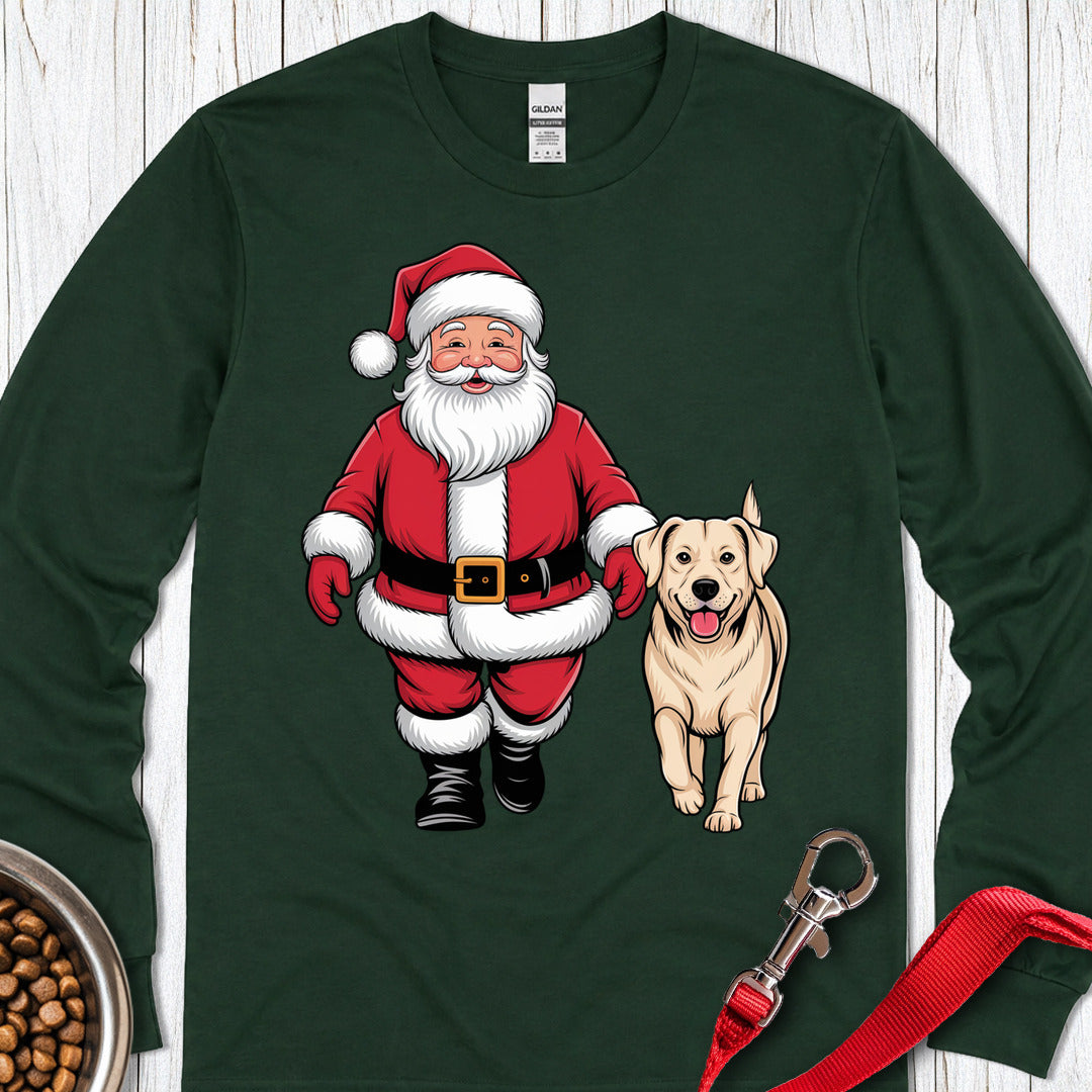 Walking With Santa Labrador Long Sleeve — Forest Green