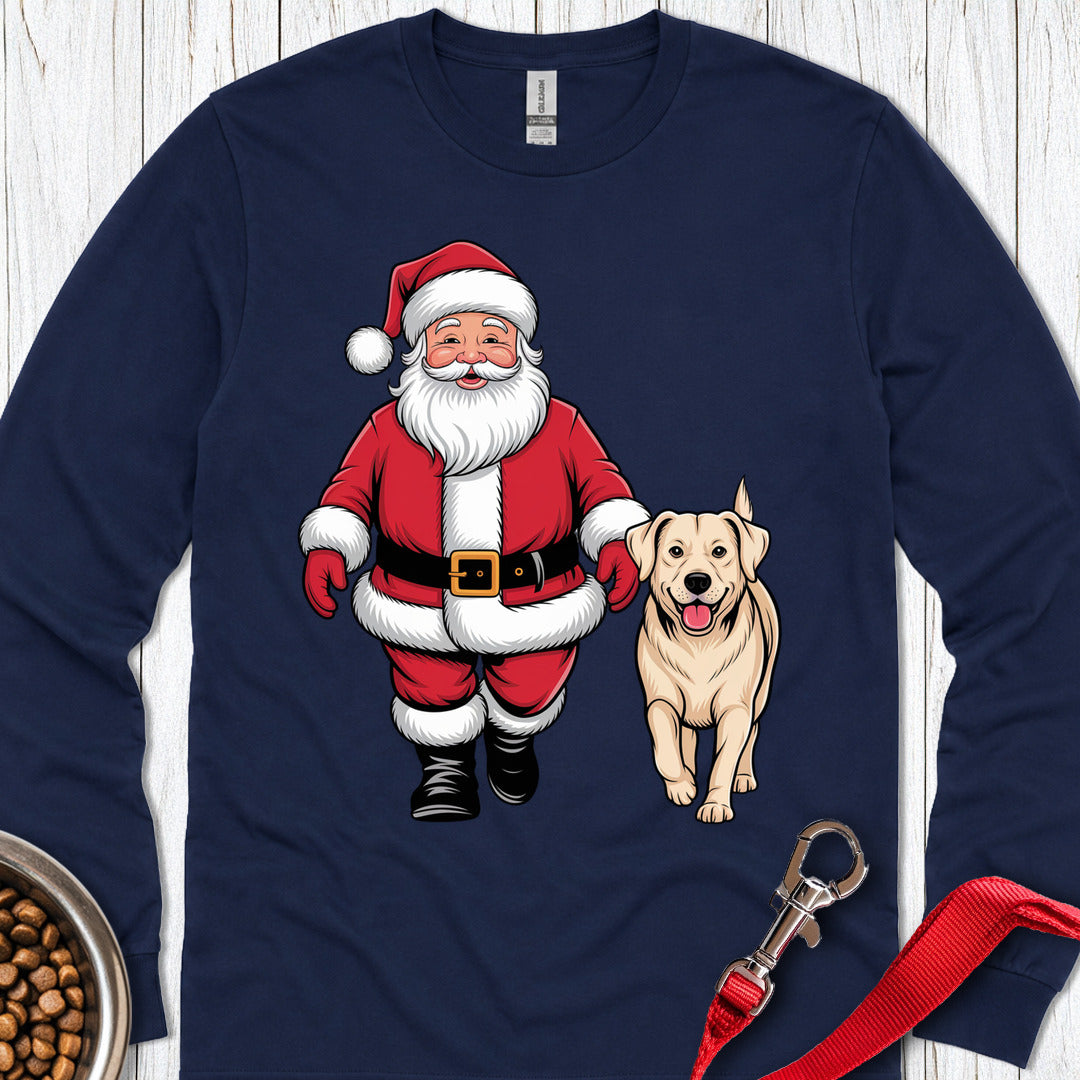 Walking With Santa Labrador Long Sleeve — Navy