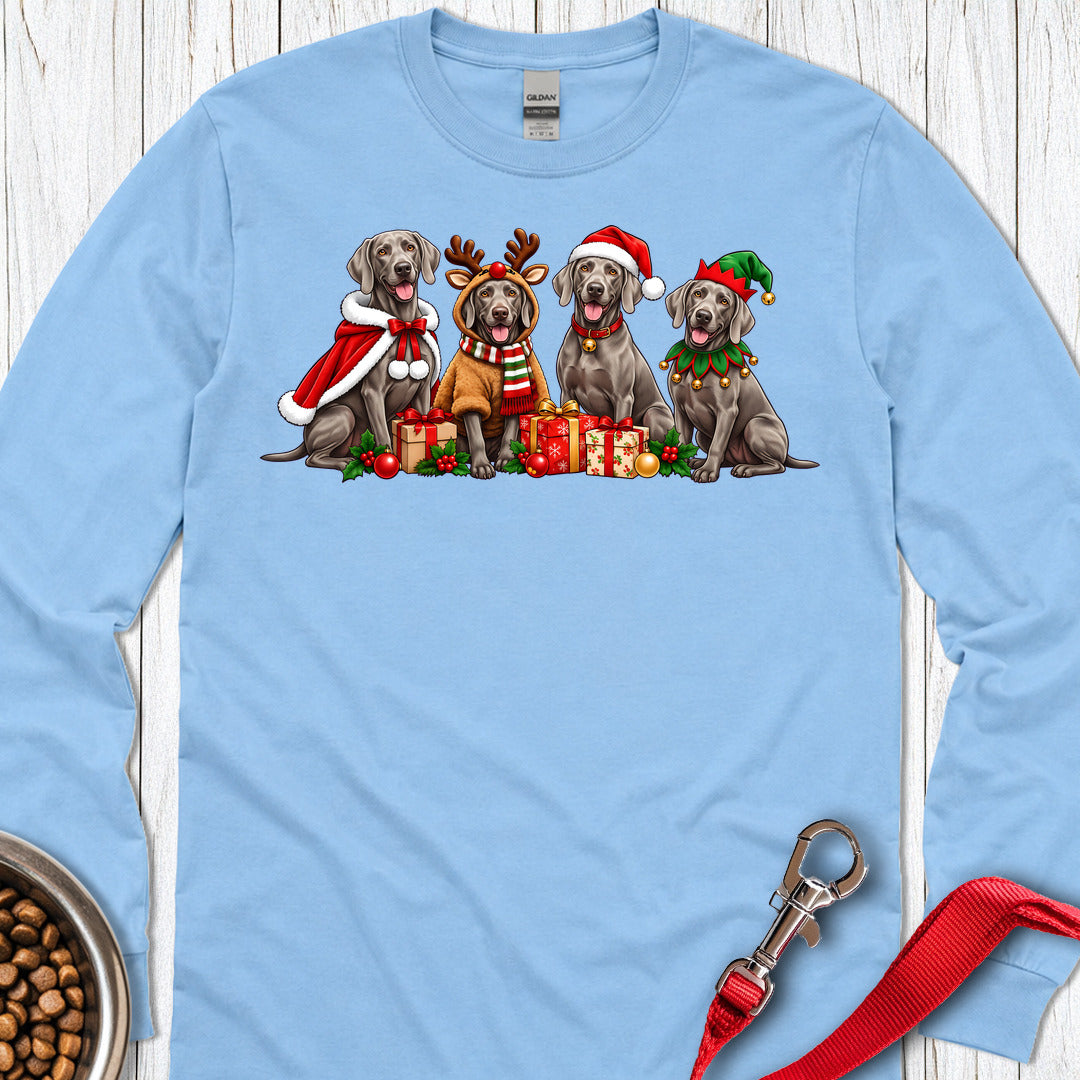 Weimaraner Christmas Group Long Sleeve — Carolina Blue