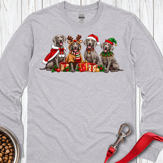 Weimaraner Christmas Group Long Sleeve — Sport Grey