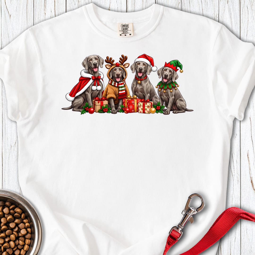 Weimaraner Christmas Group Premium Tee White