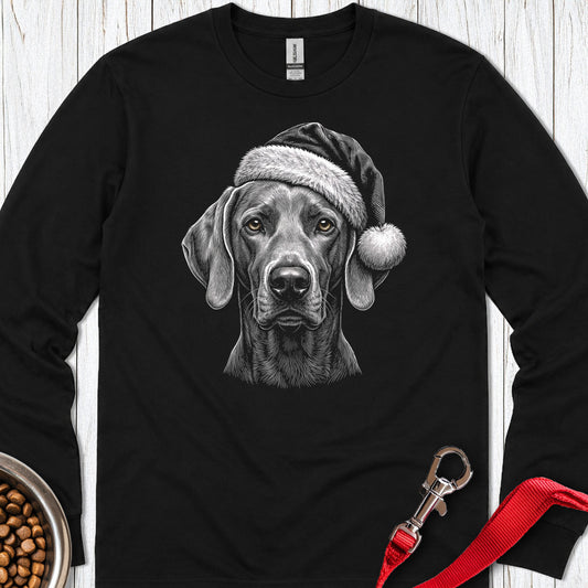 Weimaraner Christmas Santa Hat Long Sleeve — Black