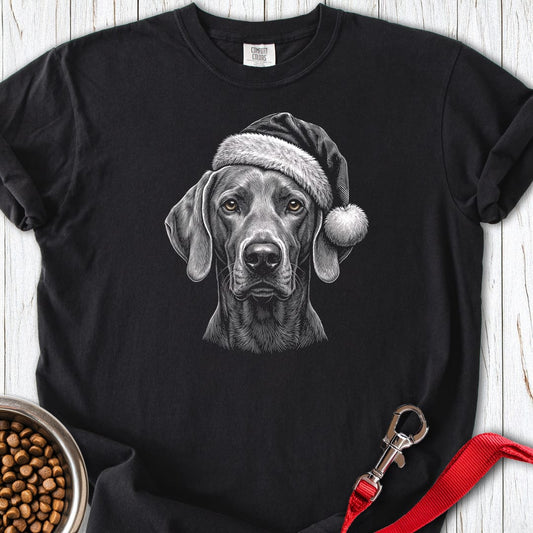 Weimaraner Christmas Santa Hat Premium Tee Black