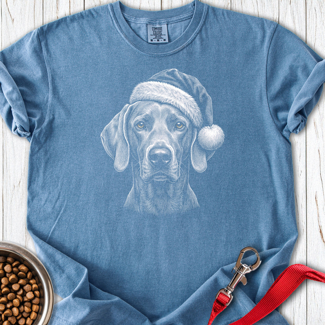 Weimaraner Christmas Santa Hat Premium Tee Blue Jean
