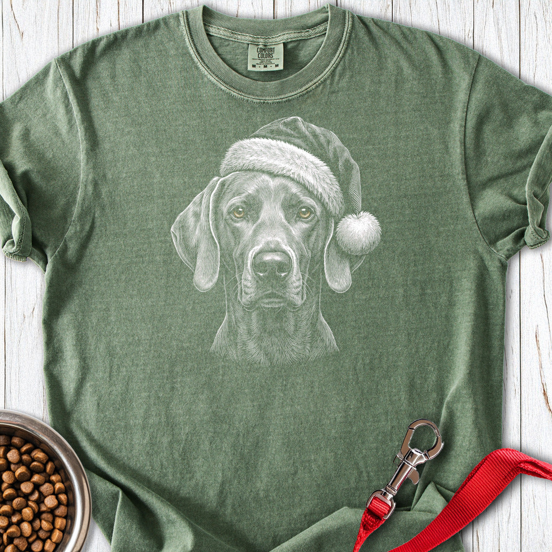 Weimaraner Christmas Santa Hat Premium Tee Moss