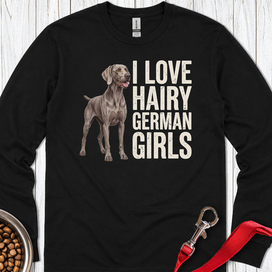 Weimaraner Hairy Girl Long Sleeve — Black