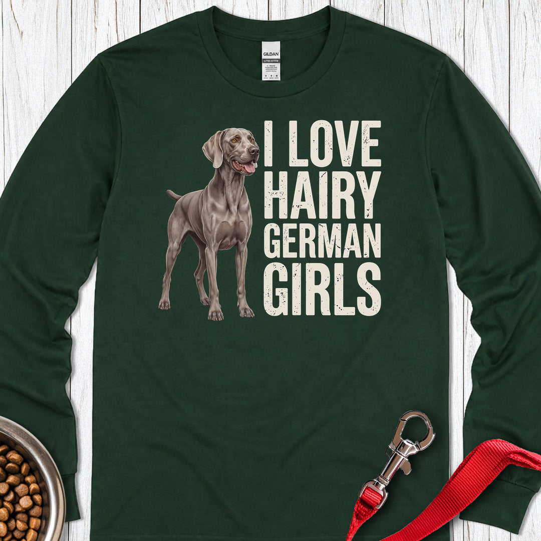 Weimaraner Hairy Girl Long Sleeve — Forest Green