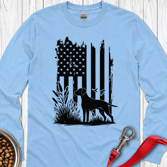 Weimaraner Hunting USA Long Sleeve — Carolina Blue