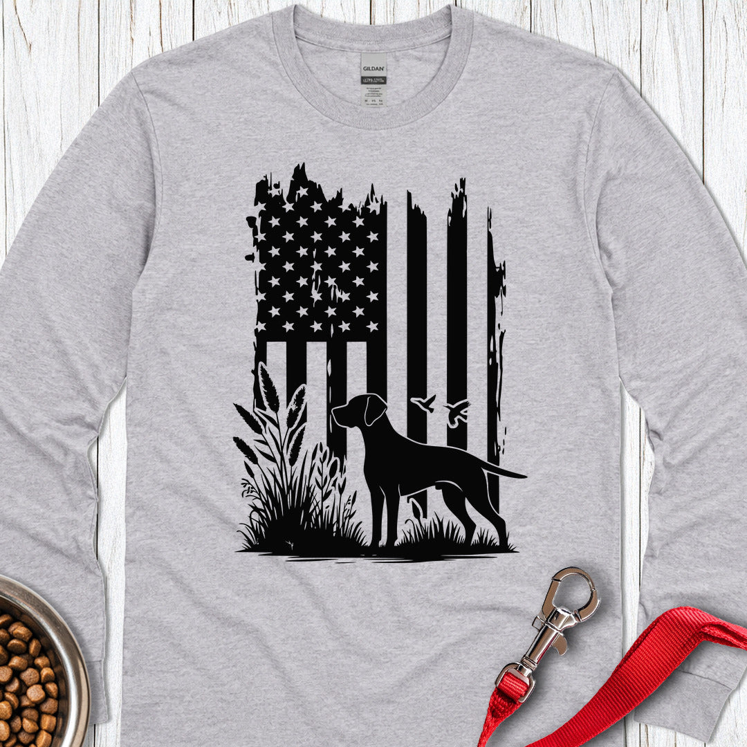 Weimaraner Hunting USA Long Sleeve — Sport Grey