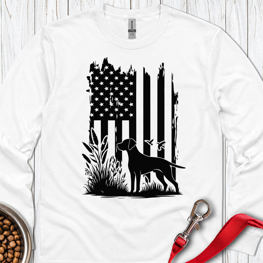 Weimaraner Hunting USA Long Sleeve — White